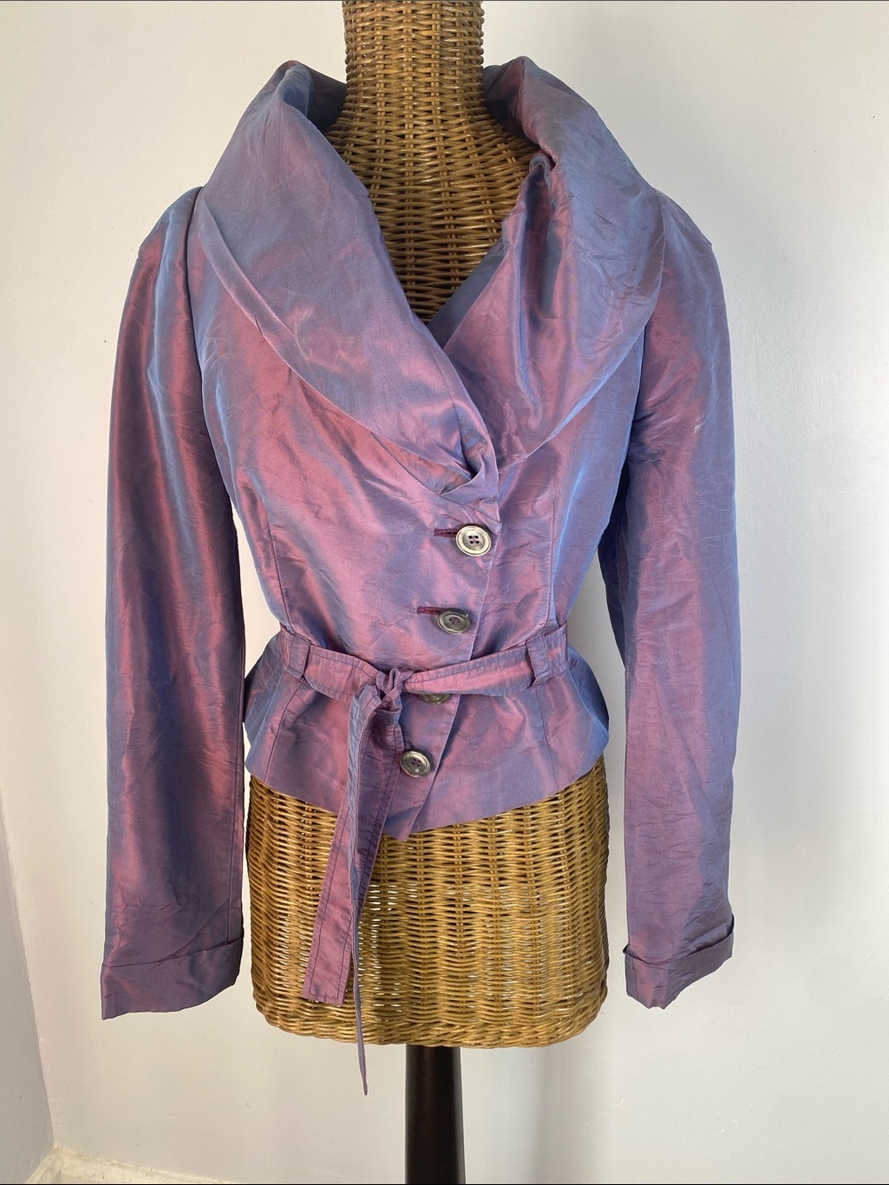 Pauw Amsterdam Iridescent Lavender-Pink Belted Blazer